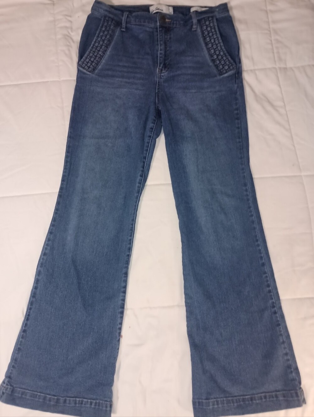 NWOT Sam Edelman Jeans BAY TROUSER FLARE Med Dark Blue Womens Sz 30